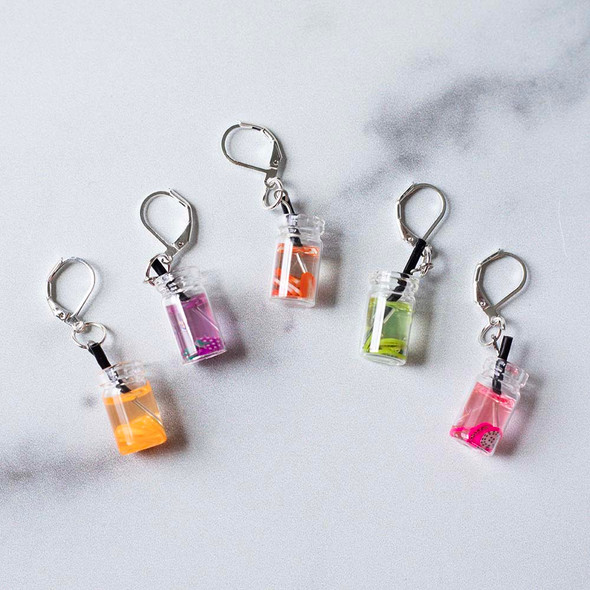 Glass of Fruit-Infused Water Stitch Markers – Set of 5